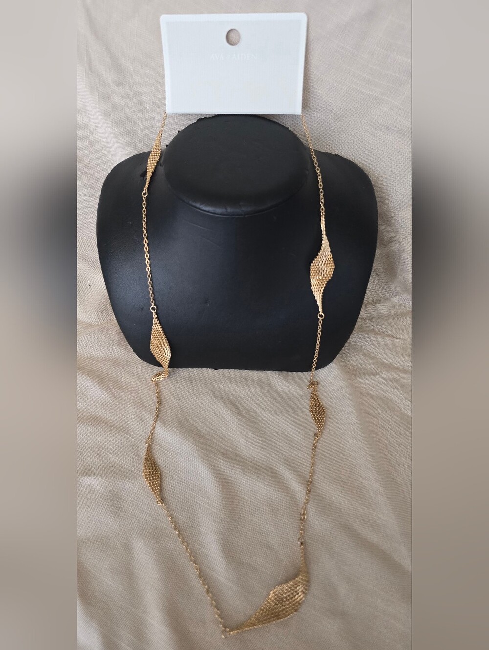 Gold Long Wave-Link Necklace - Women Jewelry